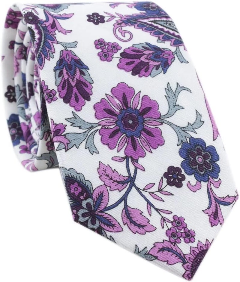 Elfeves Men's Skinny Solid Color Tie Causal Cotton Linen Narrow Slim cut Necktie - Image 1